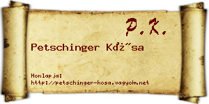 Petschinger Kósa névjegykártya